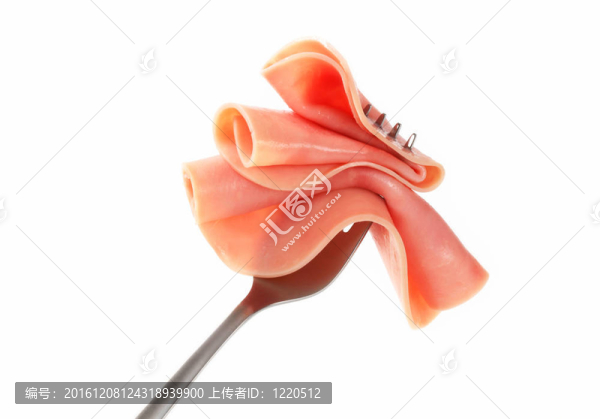 叉子火腿片
