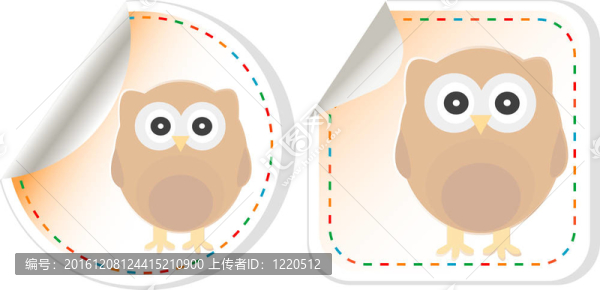 可愛貓頭鷹剪貼元素標(biāo)簽