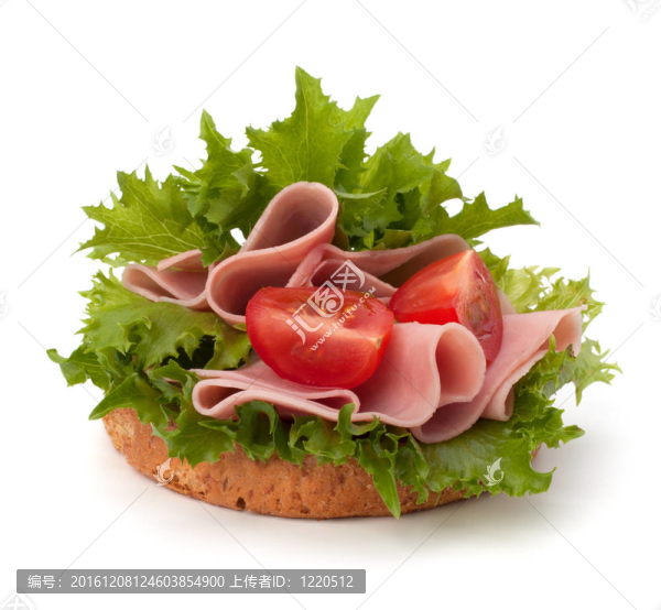 健康三明治配蔬菜和煙熏火腿