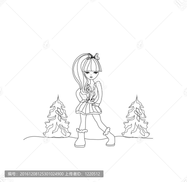時尚女孩-涂鴉插畫
