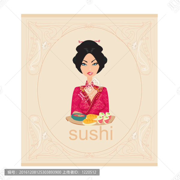 美麗的亞洲女孩享受壽司