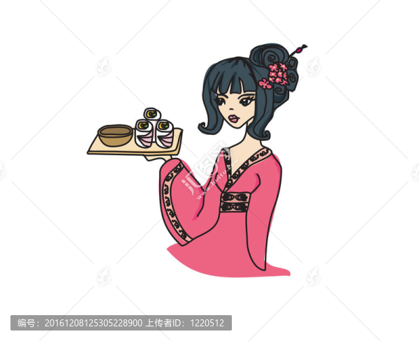 美麗的亞洲女孩享受壽司
