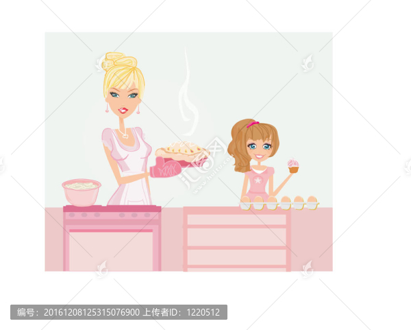 媽媽幫女兒做飯
