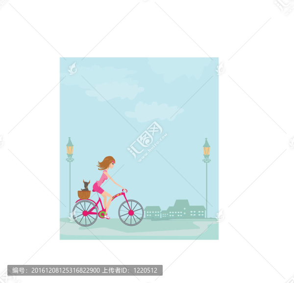 在城市里騎自行車的女人