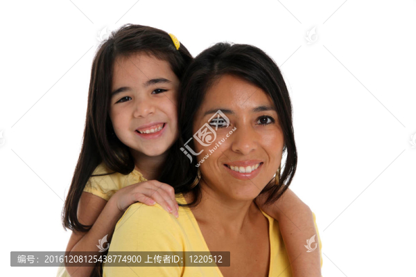 女人與Daughter,On,White背景