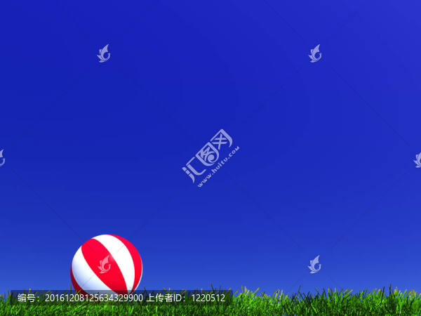 孩子的球在草地上的背景上晴朗的天空