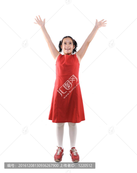 可愛的小女孩穿著紅衣服冒充分離；