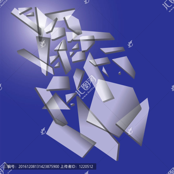 藍(lán)色背景下破碎的玻璃碎片