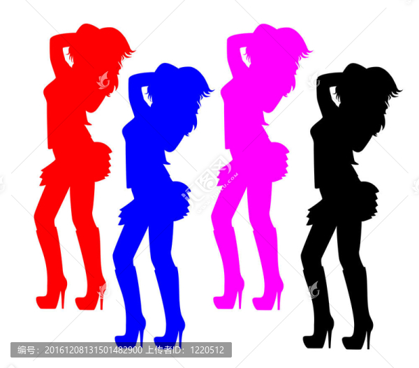 一個漂亮的女孩的黑色剪影