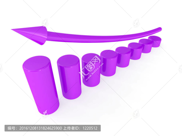 箭頭上升的金屬柱圖