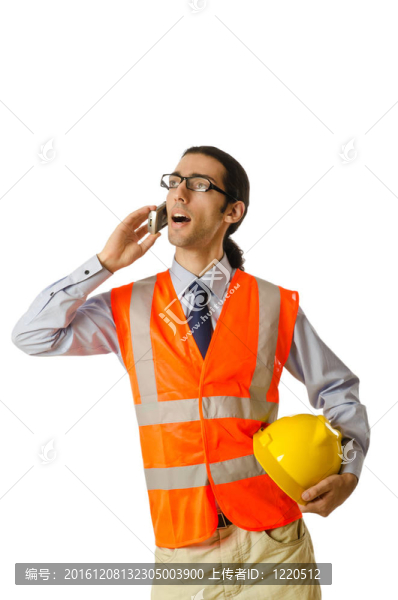 帶帽的年輕建筑工人