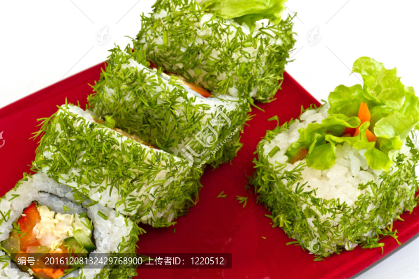 日本的素食卷蒔蘿和蔬菜