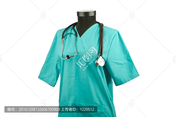 醫(yī)用聽診器孤立在白色外套