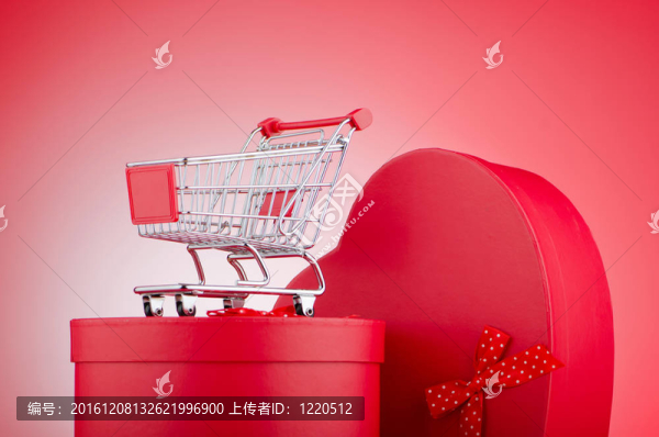 帶購(gòu)物車的圣誕購(gòu)物概念
