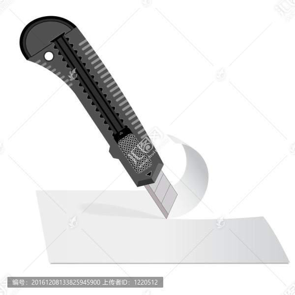 塑料刀切白紙的紙張。