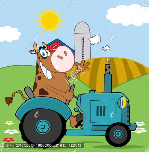 快樂Brown,Cow,Farmer