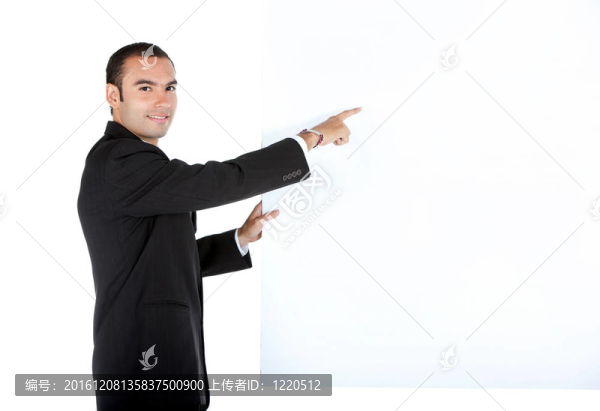 有旗幟的商人