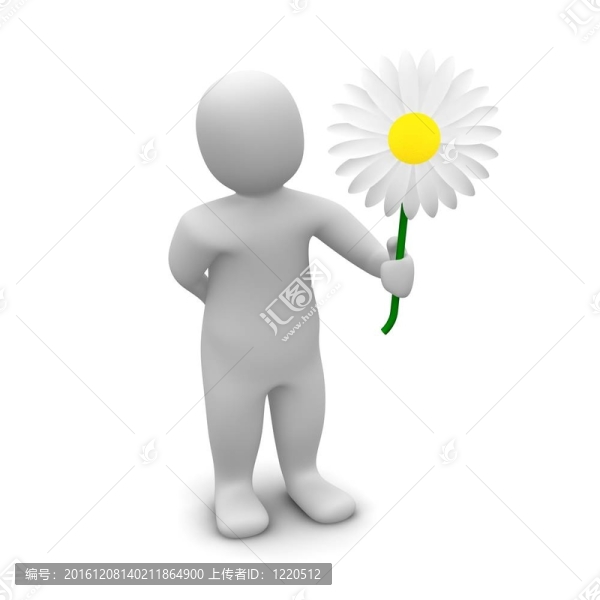 人與花。三維渲染。