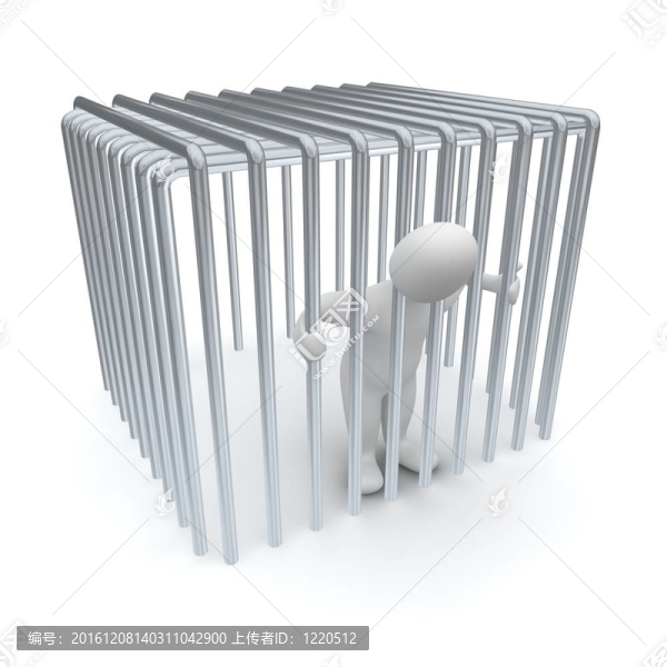 被囚禁的人。三維渲染。
