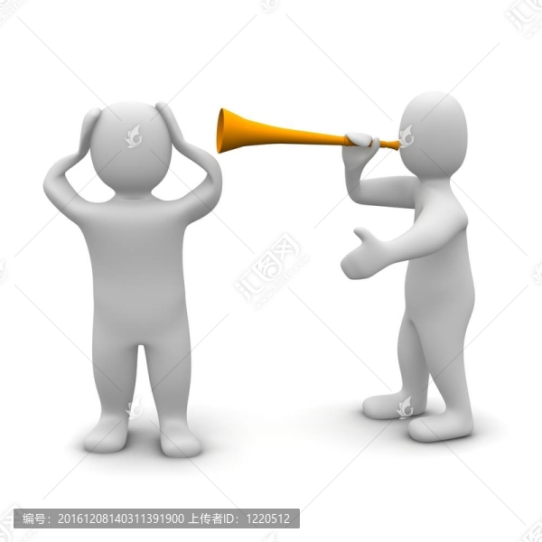 他的耳朵嗡嗡祖拉的噪音對(duì)人的保護(hù)。三維渲染。