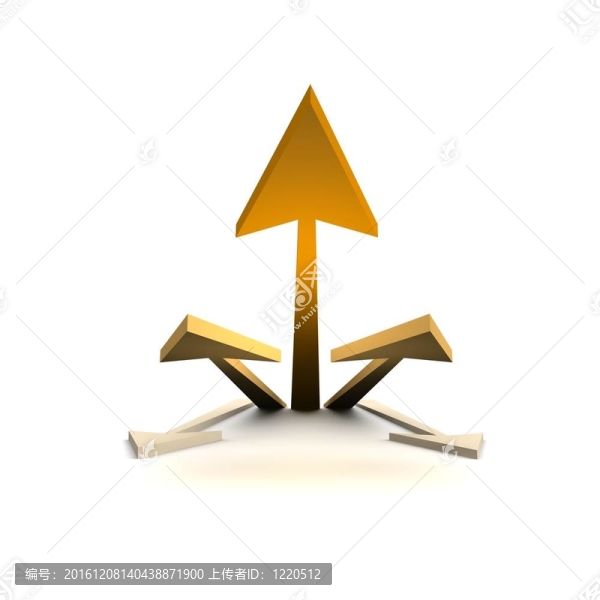 橙色箭頭。三維渲染。
