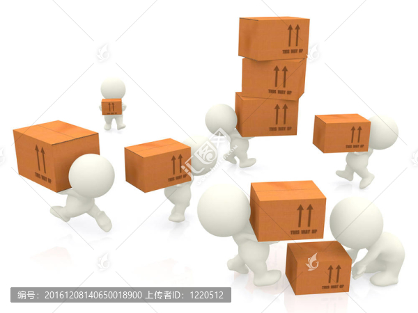 3D人搬箱子