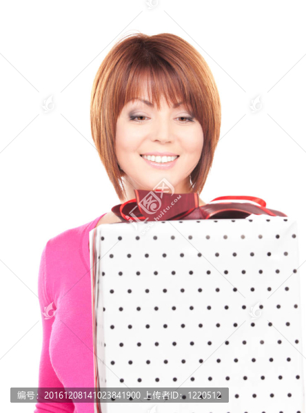 帶禮物盒的快樂女人