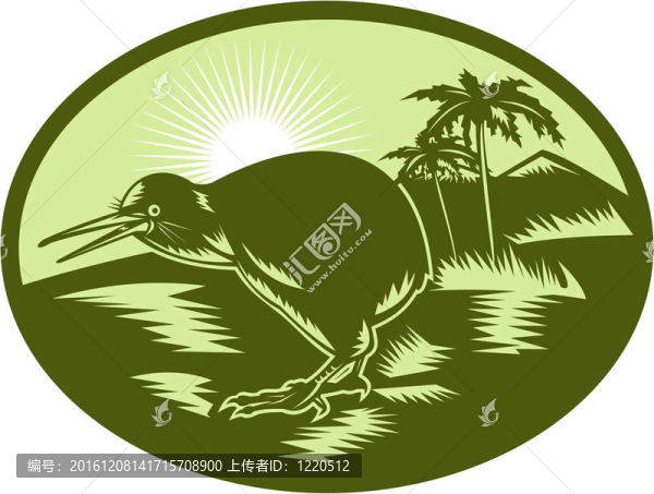 獼猴桃鳥側(cè)視樹背景