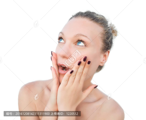 驚訝的金發(fā)女人。