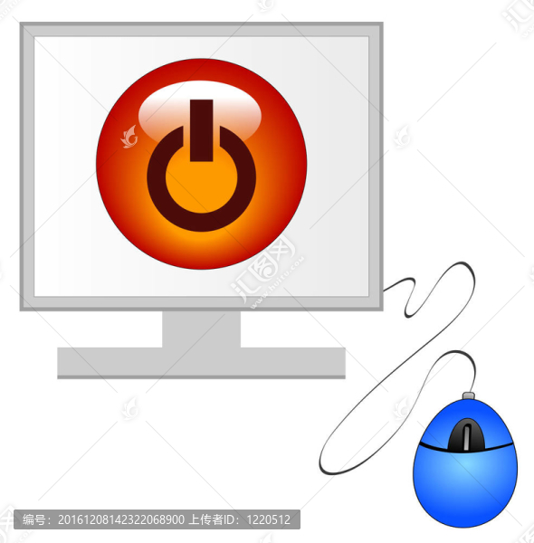 具有鼠標(biāo)和電源按鈕的監(jiān)視器