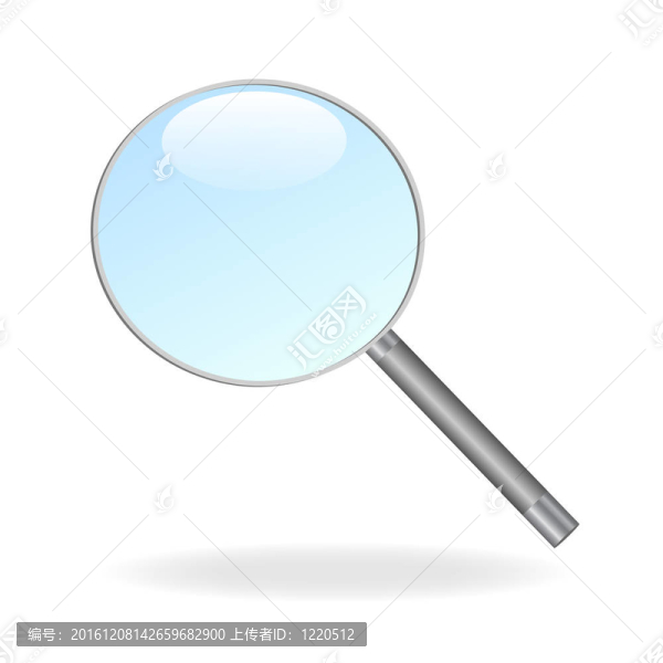 白色背景上的放大鏡圖像。
