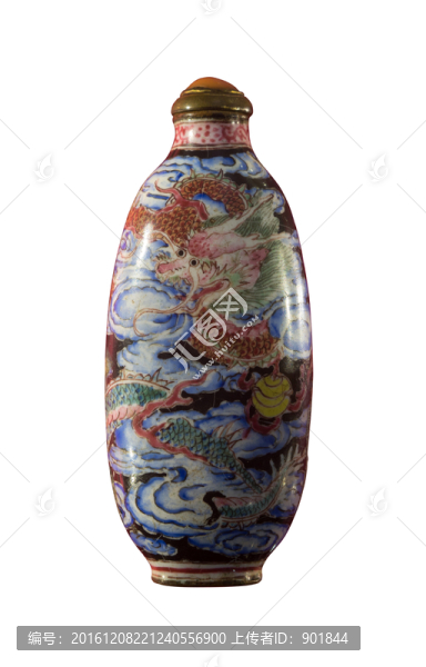 清,銅胎畫琺瑯云龍紋鼻煙壺