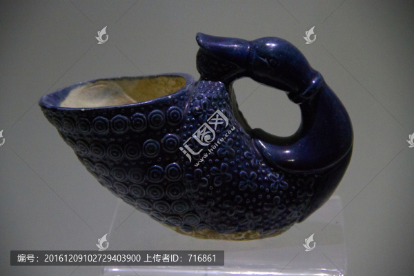 三彩鴨首杯
