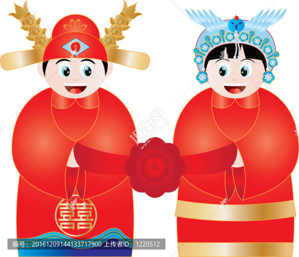 中國(guó)婚禮情侶插畫