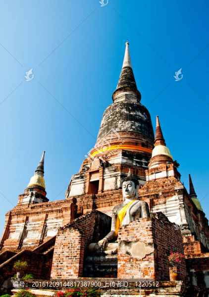 在Ayuttaya省Wat,yaichaimongkon大佛塔；Thailan
