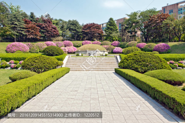 修剪整齊的花園墓的四周