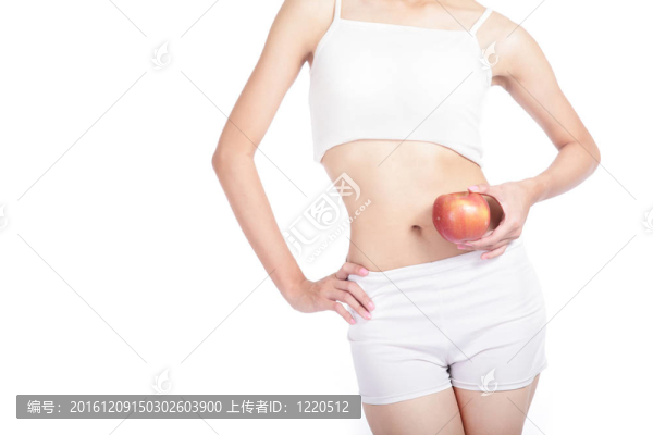 性感女人身體和紅蘋果