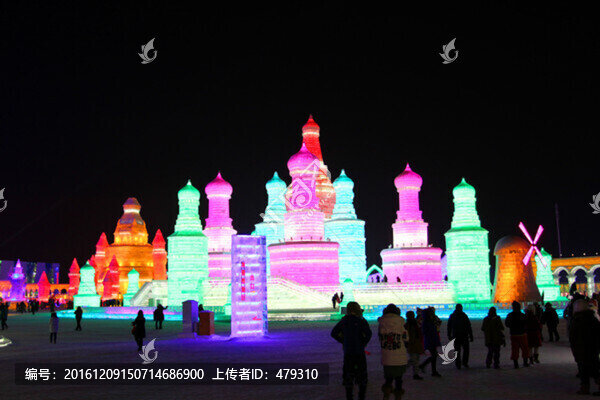冰雕,冬天,雕塑,彩色冰雕