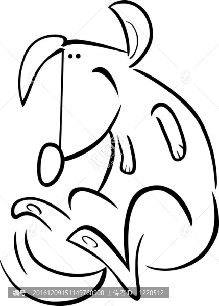 卡通涂鴉快樂的狗著色