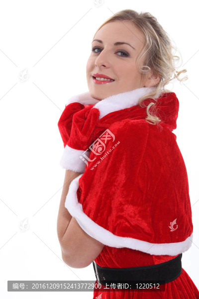 金發(fā)小姐Santa在迷你斗篷
