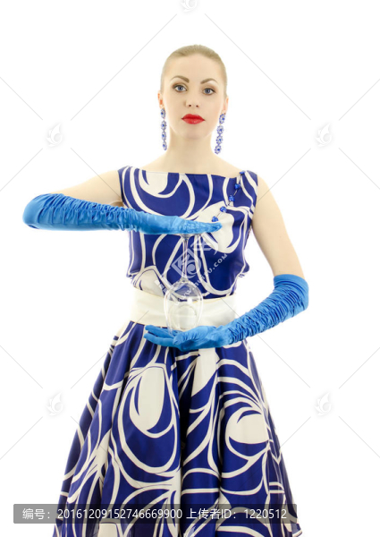 復(fù)古風(fēng)格的女人。白色背景隔離。