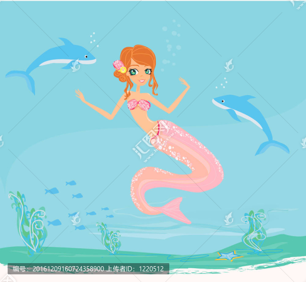 美麗美人魚的插畫
