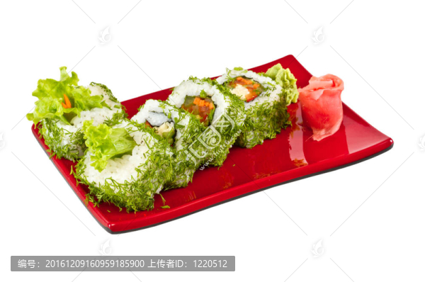 日本的素食卷蒔蘿和蔬菜