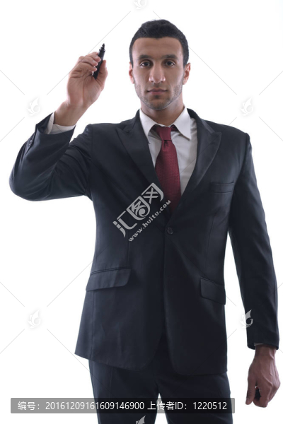 商人在空的空間用記號筆畫畫
