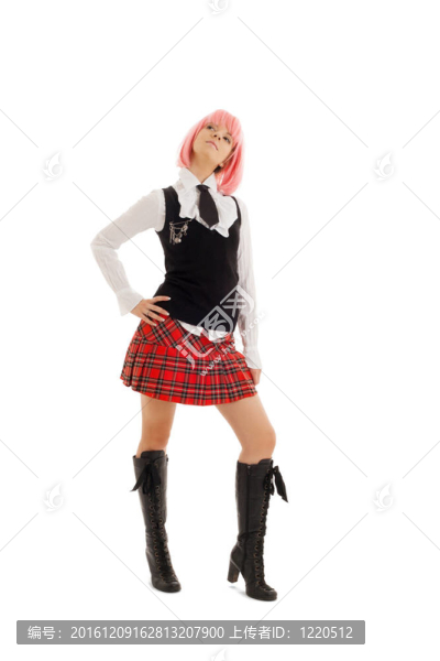 粉紅色頭發(fā)的可愛女生