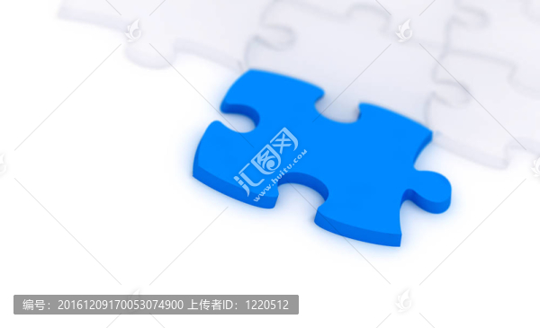 一個藍(lán)色和許多透明組件的拼圖在白色背景