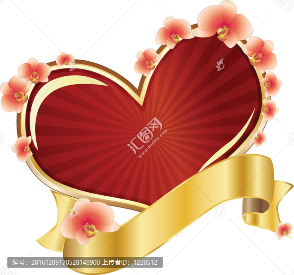 心與絲帶和蘭花