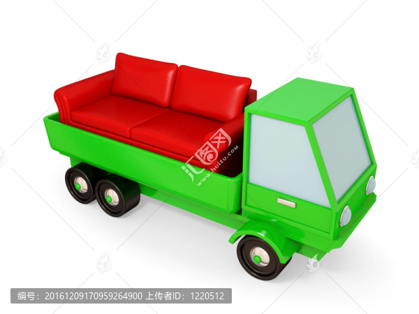 在一個綠色的沙發(fā)，綠色卡車車體。