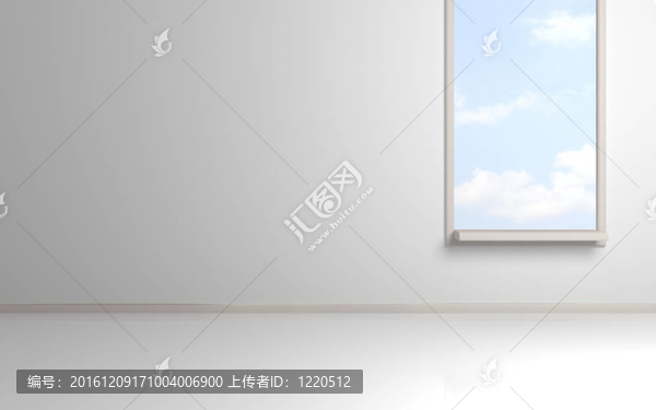 白色空房間。