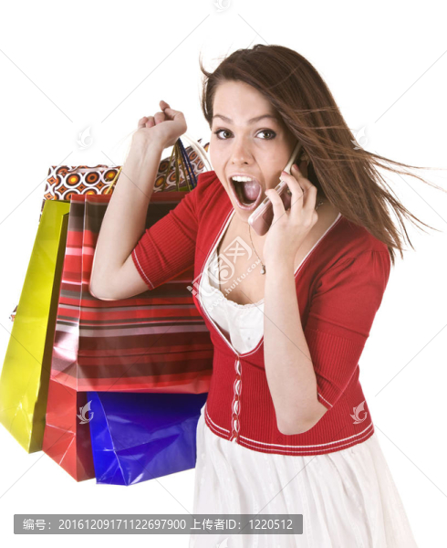 帶禮品袋的小女孩。